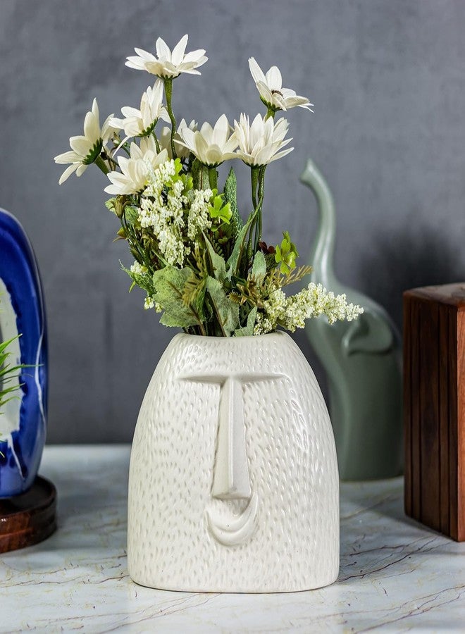The Pot Dealer Ceramic Boho face Planter Blowing Kiss Face Vase 6 inches Ceramic Vase for Flowers Handmade Minimalist Style Modern Home Decor Table Party Living Room Office Bedroom - Image 1